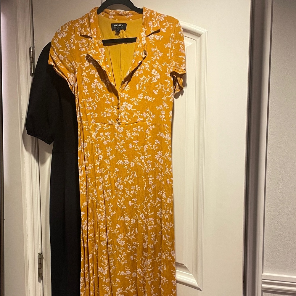 A New Day Mustard Floral Long Sleeve Dress